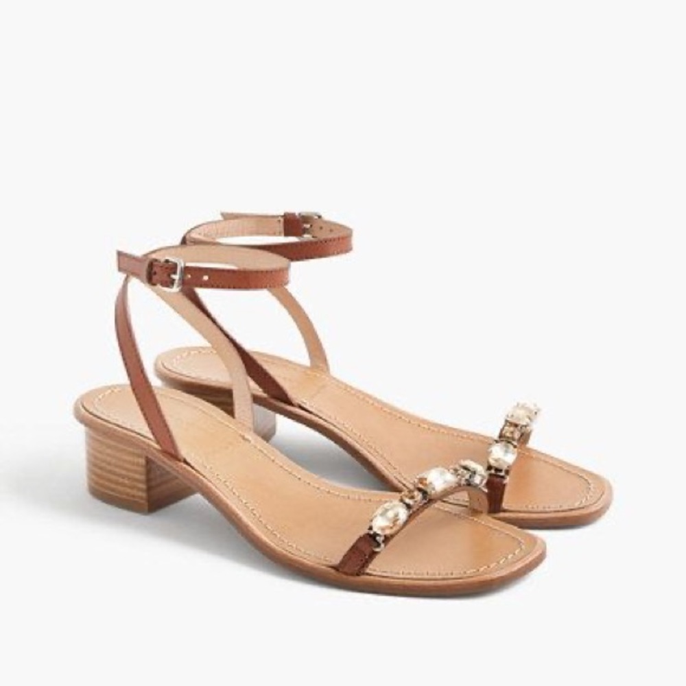 J.Crew Jeweled Block Heel Sandals